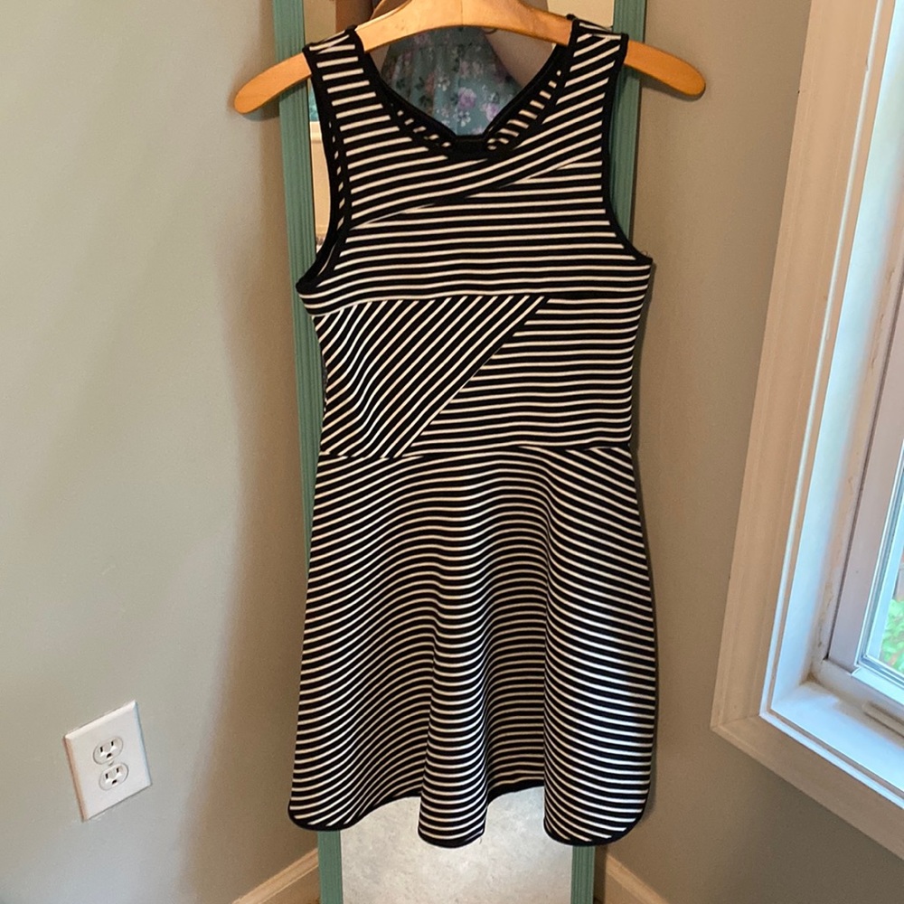 Black and white striped dress